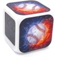 3＂Desk & Shelf Clock Baseball Fire Blue Digital Alarm Clock With Led