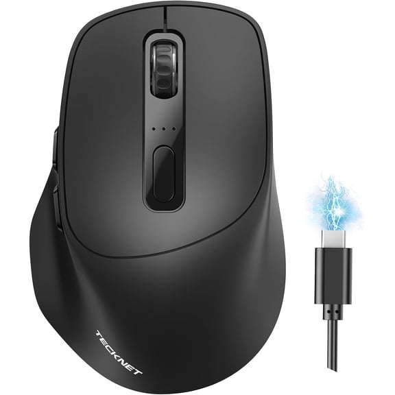 3-Device Wireless , Rechargeable Dual-Mode (2.4G & BT 5.0), Silent USB-A & Bluetooth , 6-DPI up to 4800, Wide Compatibility - Black