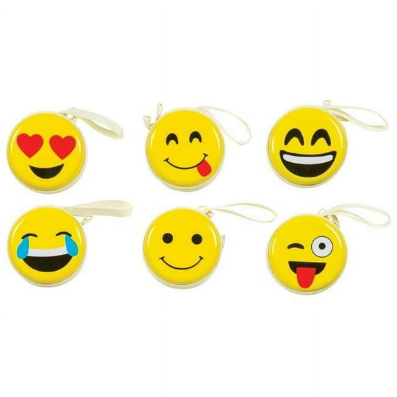 3 Dia. x 1.25 in. Emoji Zipper Case - 12 Count - Case of 12 - 12 Per Pack