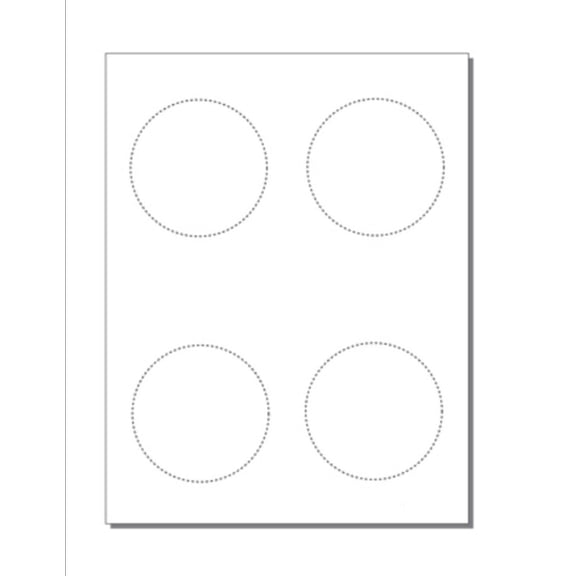 3" Diam Circle-Perfed Button Blanks, 4-UP on 8.5" x 11" White Bond - 100 Sheets