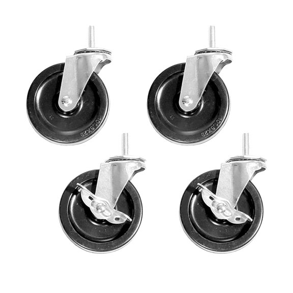 3" Diameter, Shelving Wheel Compatible with Seville Classics Heavy Duty Stem Threader Swivel Locking Casters Set for Office, Kitchen, Garage, Warehouse, 4 Wheels