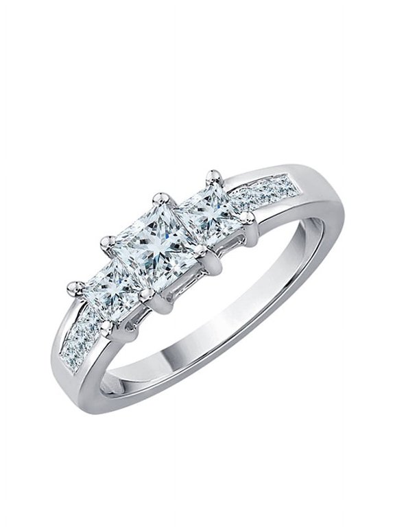 3 Diamond Bypass Promise Ring in Sterling Silver (1/6 cttw) (I-Color, SI3-I1-Clarity) (Size-6)