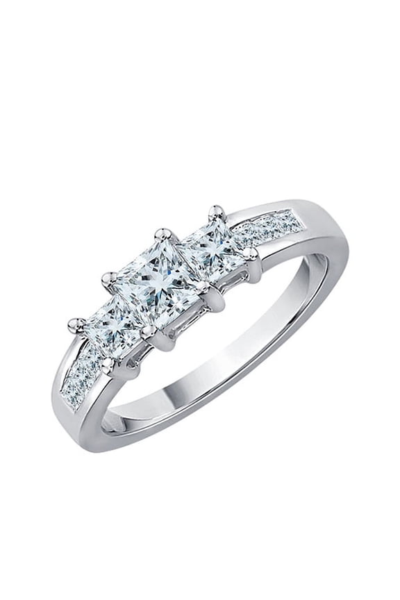 3 Diamond Bypass Promise Ring in Sterling Silver (1/6 cttw) (I-Color, SI3-I1-Clarity) (Size-6)