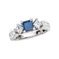 thumbnail image 1 of 3 Diamond Princess Cut Anniversary Ring 1 ct. in 14K White Gold with Blue Center Diamond, 1 of 2