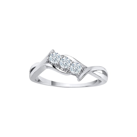 3 Diamond Promise Ring in Sterling Silver (1/4 cttw) (I-Color, SI3-I1 Clarity) (Size-5.5)