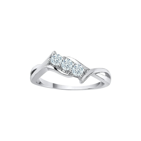 3 Diamond Promise Ring in Sterling Silver (1/4 cttw) (I-Color, SI3-I1 Clarity) (Size-9)