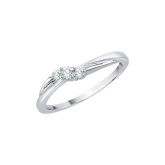 3 Diamond Promise Ring in Sterling Silver (1/6 cttw) (I-Color, SI3-I1 Clarity) (Size-8)