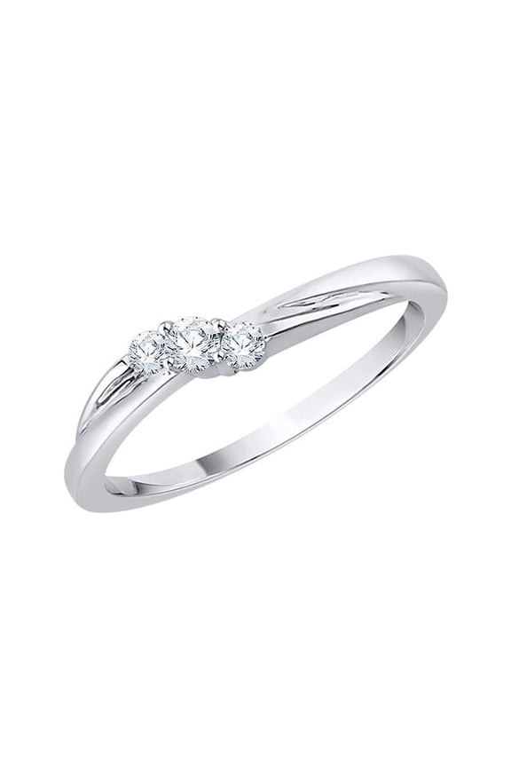 3 Diamond Promise Ring in Sterling Silver (1/6 cttw) (I-Color, SI3-I1 Clarity) (Size-8)