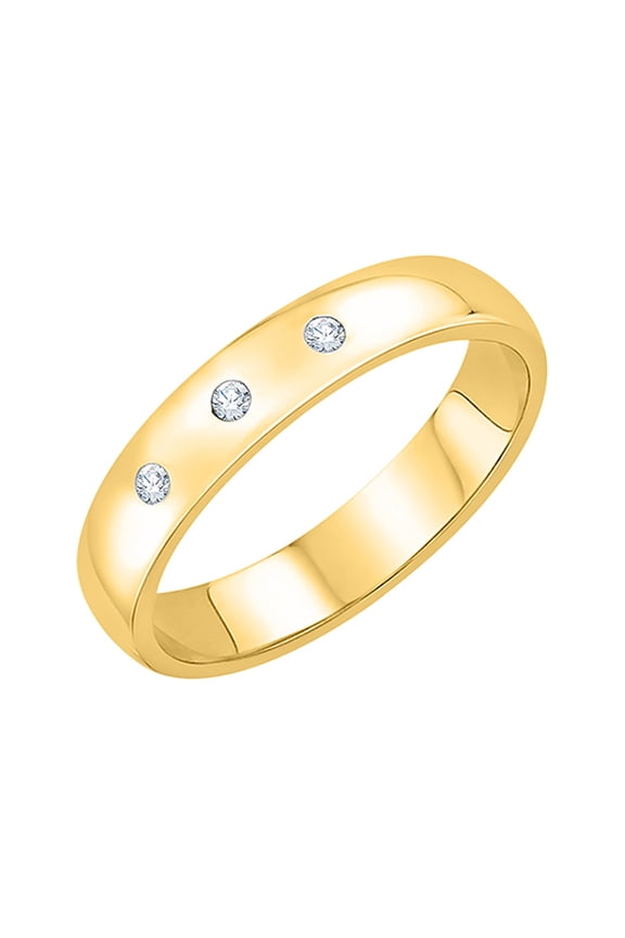 3 Diamond Wedding Band in 14K Yellow Gold (1/20 cttw) (I-Color, SI3-I1 Clarity)