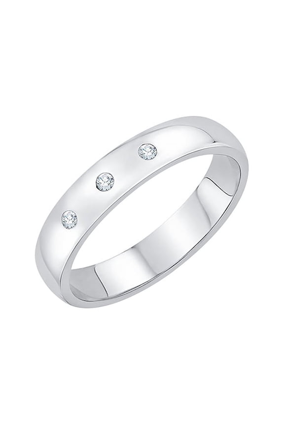 3 Diamond Wedding Band in Sterling Silver (1/20 cttw) (I-Color, SI3-I1 Clarity)