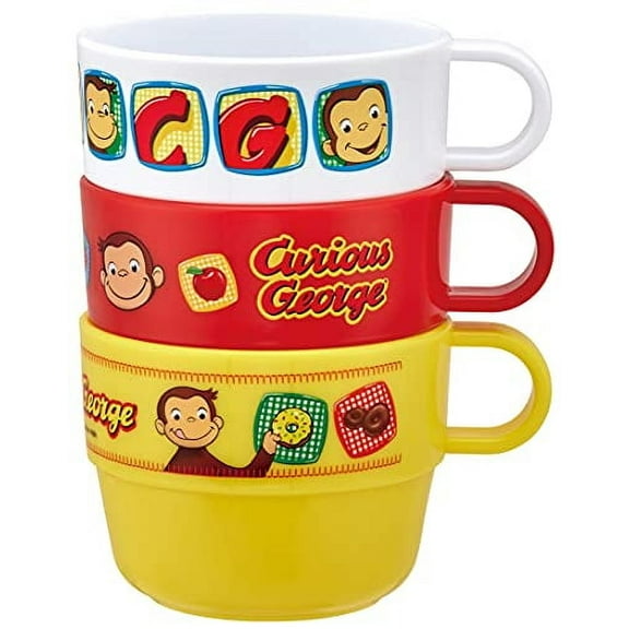 3 Different Colored Children's Stacking Cups from Japan Featuring Curious George by Skater