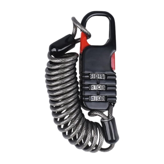 3-Digit Combination Cable Lock, Retractable 3.6ft Steel Wire Padlock for Bicycles, Helmets, Strollers, and Sports Gear, Black