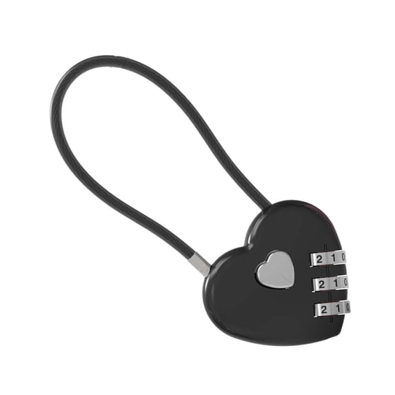 3 Digit Combination Lock with Steel Cable, 3.54X1.57" Heart Shaped Anti-Theft Password Padlock, Mini Combo Lock with Code, Cute Small Lock for Luggage Backpack Zipper Bag Drawer Gym Locker Storage