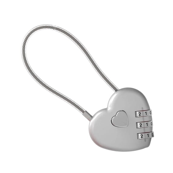 3 Digit Combination Lock with Steel Cable, 3.54X1.57" Heart Shaped Anti-Theft Password Padlock, Mini Combo Lock with Code, Cute Small Lock for Luggage Backpack Zipper Bag Drawer Gym Locker Storage