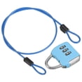 thumbnail image 1 of 3 Digit Combination Padlock Steel Security Cable 1.6Ft Travel Chain Lock, Blue, 1 of 6