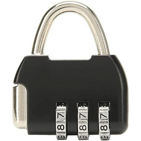 3 Digit Combinations Padlock Safe Cipher Lock Small Combination Lock Resettable Number Lock Small Colorful Code Locks for Suitcases Luggage Briefcases Computer Bags Drawers Cabinets - Black