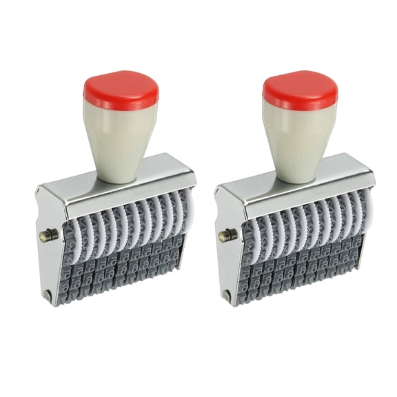 Uxcell 11 Digit Number Roller Stamp, 2Pcs Adjustable Rubber Stamp Symbol Office Date