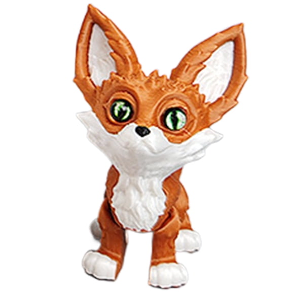 3 Dimensions Printed Foxes Realistic Hairless Foxes Statues,3 Dimensions with Flexible Articulated Home Decors