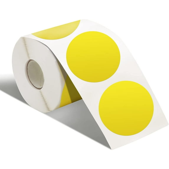 3" Direct Thermal Labels Stickers, Yellow Self-Adhesive Round Custom Thermal Stickers for Small Business Compatible with MUNBYN, JADNES, Rollo, iDPRT, Zebra Label Printers,500 Labels