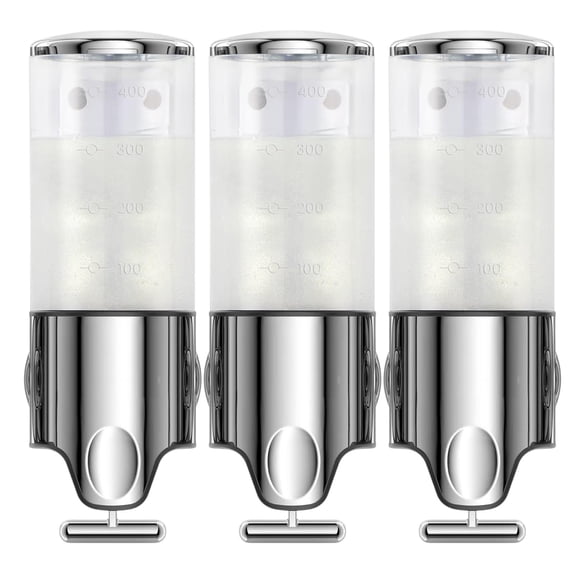 3- Dispenser - Drillless Wall Mount With T-Handle, 17Oz Capacity - Kitchen, Hotel, , Hotel, School, Hospital