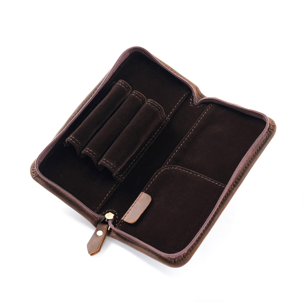 3 Divided Slots Pen Case Fountain Pen Holder Stationery Bag Pencil Organisers1eatherFountain Pen Case 3 Divided Slots Pen Bag Pencil Organiser Pencil Case