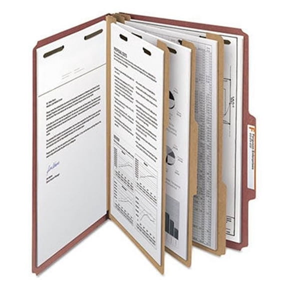 3 Divider Pressboard Classification Legal Folder, Red