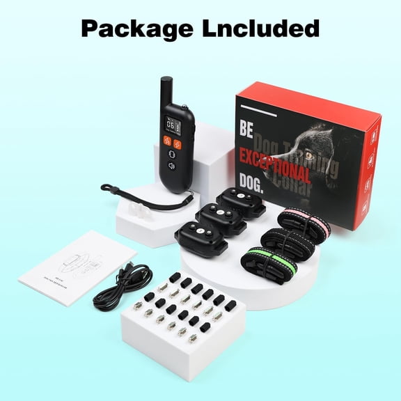 3 Dog Training Collars with Remote, 3 Pack, 3300FT Range, Waterproof, Rechargeable, Adjustable Strap for Small Medium Large Dogs, 4 Modes Beep Vibration Static Light