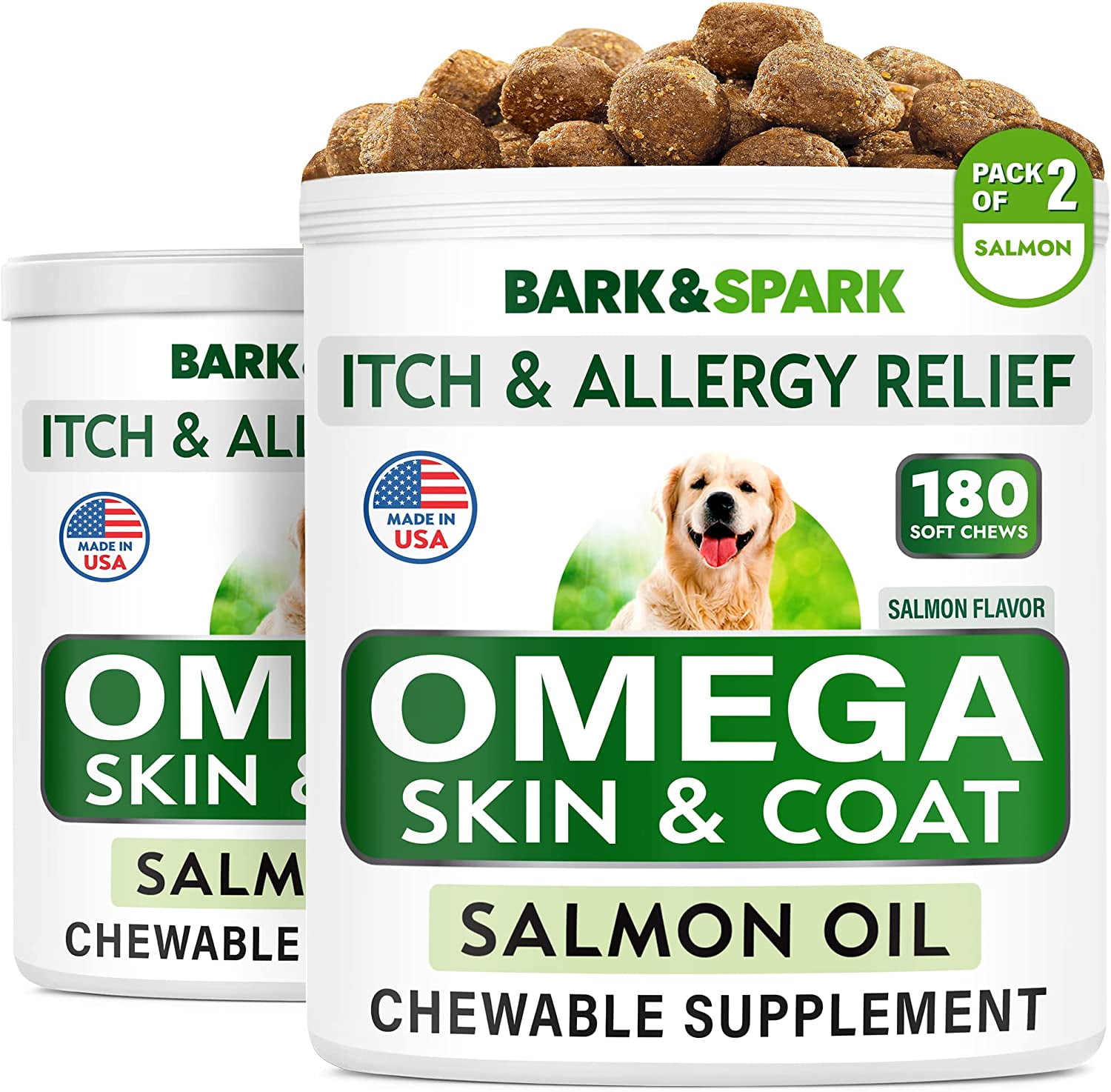 View of 3 for Dogs - 360 Fish Oil Treats for Dog Shedding, Skin Allergy, Itch ...