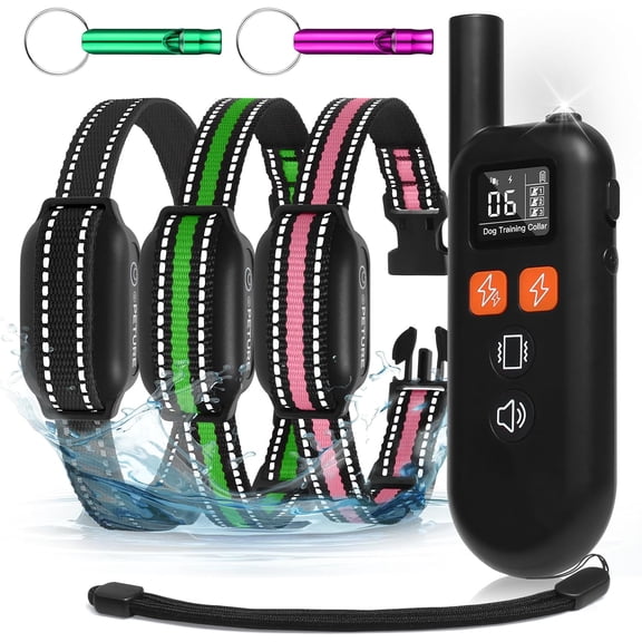 3 Dogs Shock Collar with Remote 3 Pack-3300FT Dog Training Collar with Fashlight, IPX7 E Collar with Double Shock for Small Medium Large Dogs(5-150lbs)-4 Training Modes, Adjustable Strap
