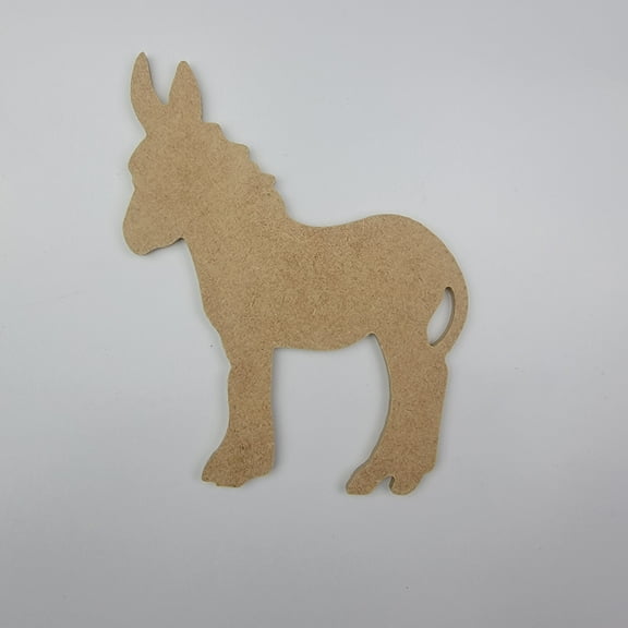 3" Donkey, Unfinished MDF Art Shape by Wooden Craft Cutouts, 1-4 Thickness