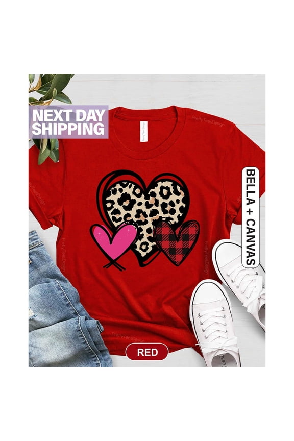3 Doodle Heart Valentines Shirt, Leopard Heart Shirt, Cute Valentines Day Shirt, Leopard Shirt, Cute Mother's Day Mom, Her Sweatshirt All Size S-5XL