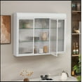 thumbnail image 1 of 3 Door Arched Wall Mounted Glass Cabinets for Kitchen, Living Room and Bathroom(White), 1 of 13