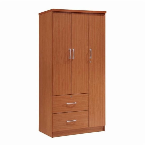 3-Door Armoire with 2-Drawers, 3-Shelves - Cherry