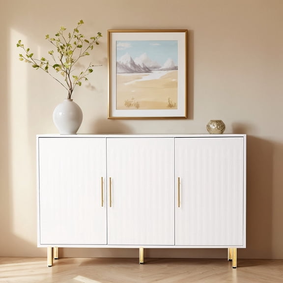 3-Door, Gold - Handled Cabinet - Storage for Multiple Rooms - Kitchen, Dining Room - Create Tidy Space