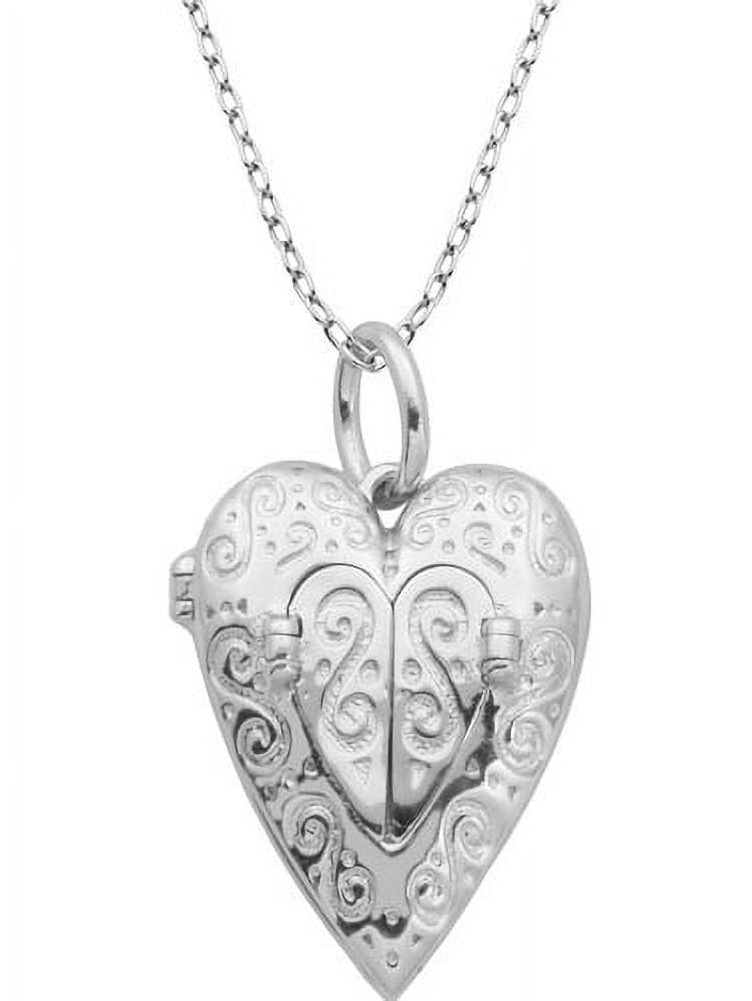 3-Door Hinged Window Sterling Silver "Love" Heart Locket Necklace on Cable Chain, 18"