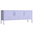 thumbnail image 1 of 3 Door Lockable Metal TV Stand Storage Cabinet with Accent Cabinet Locker, Wide Heavy Duty Media Console for Large 100+ Inch TVs, Home Office Entertainment Center, Purple 22"H X 47.3"W X 13.8"D, 1 of 9