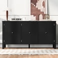 thumbnail image 1 of 3 Door Sideboard Buffet Cabinet, Kitchen Storage Cabinet With Curved Patterned Doors And Artistic 3-Door Design, Cupboard Console Table For Living Room, 1 of 9