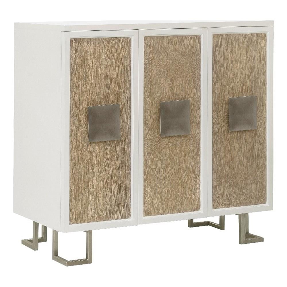 White and Natural Oak 3-Door Storage Accent Chest