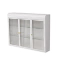 thumbnail image 1 of 3 Door Wall Cabinet, Arched Wall Mounted Cabinets With Glass Doors & 3 Tier Storage, Wall Mount Storage Medicine Cabinet, Display Cabinet For Kitchen Living Room, 1 of 8