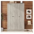 3 Door Wardrobe Armoire Closet with Shutter Doors Freestanding Wardrobe