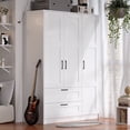 thumbnail image 1 of 3 Door White Wardrobe Closet Armoire, Bedroom Storage Cabinet with 2 Drawers, Hanging Rod & Shelves, Modern Clothes Organizer for Small Space Apartment Dorm, 1 of 8