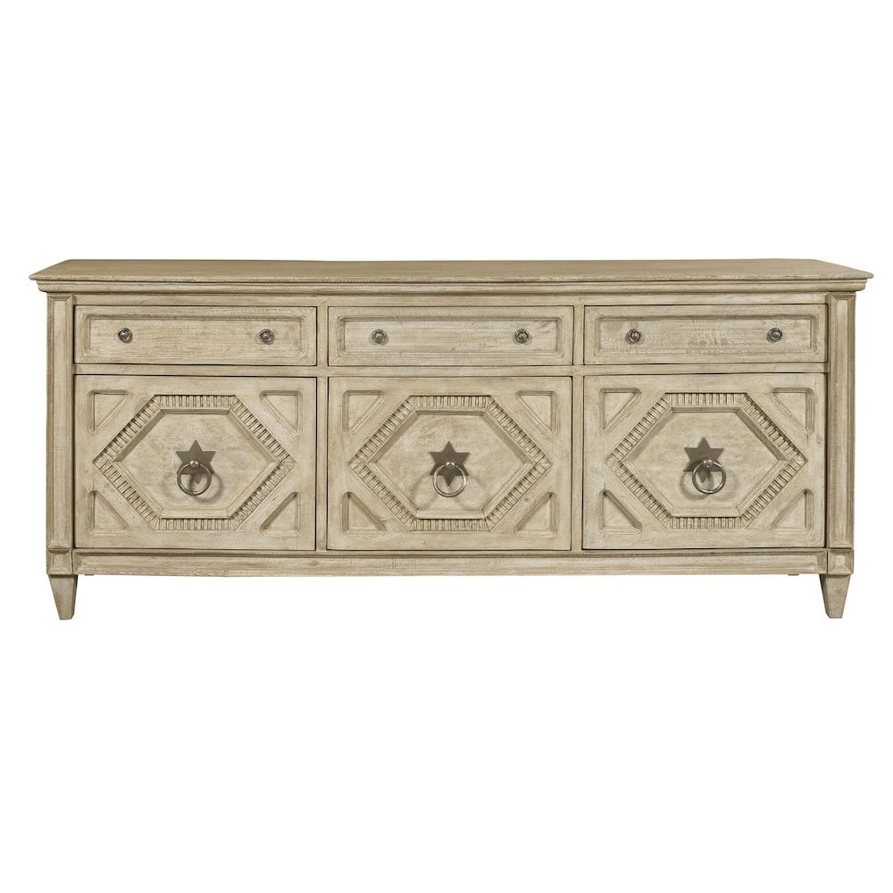 Natural Mango Veneer 3-Door Entertainment Console with Drawers