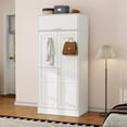 3 Doors Armoire Wardrobe Closet with Hanging Rod & 6 Hooks, 70.9”H