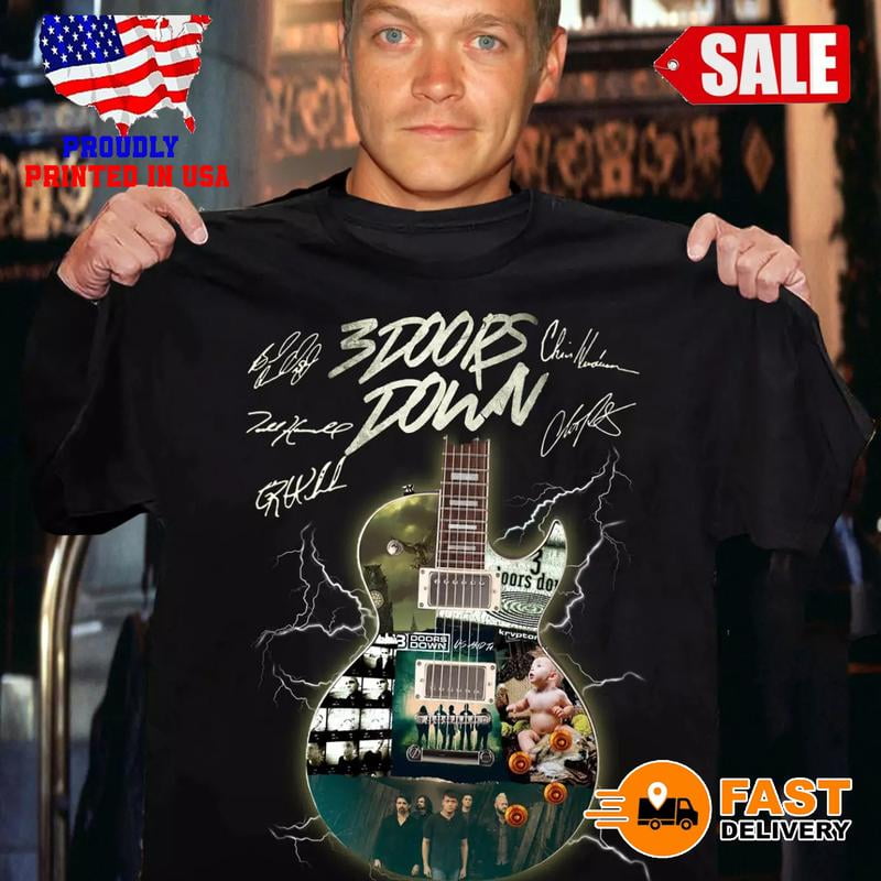 3 Doors Down Band Signatures CONCERT MUSIC Black All Size Unisex Comfort Tee T Shirt, Color