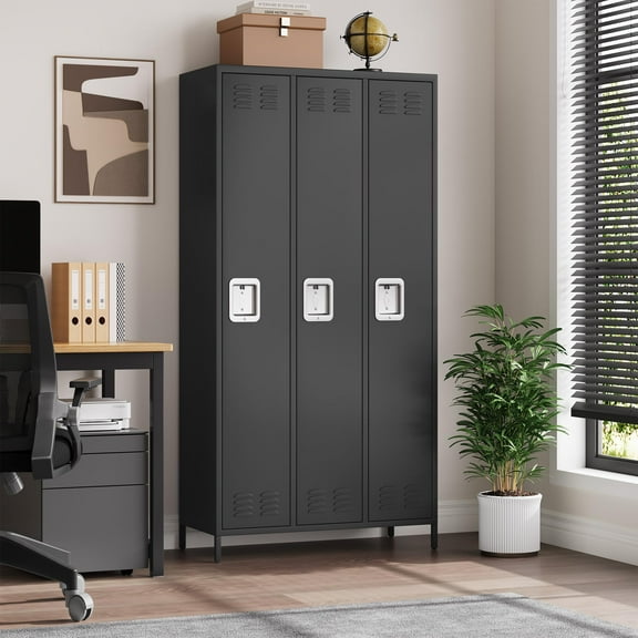 3 Doors Employee Lockers for Office, Metal Sorage Locker Combination, Lockable Employees Metal Locker With Door, Industrial Storage Lockers for Home, School, Gym