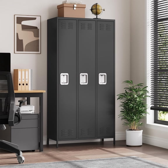 3 Doors Employee Lockers for Office, Metal Sorage Locker Combination, Lockable Employees Metal Locker With Door, Industrial Storage Lockers for Home, School, Gym