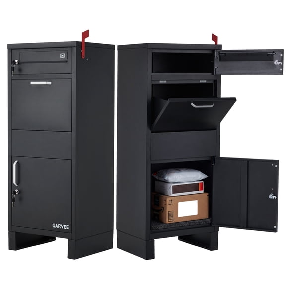 3 Doors Package Delivery Boxes for Outside,Extra Large Parcel Drop Boxes for Outside,Galvanized Steel, Waterproof Mailbox with Lock,Anti-Theft Parcel Drop Boxes for House Outside, Office, Curbside