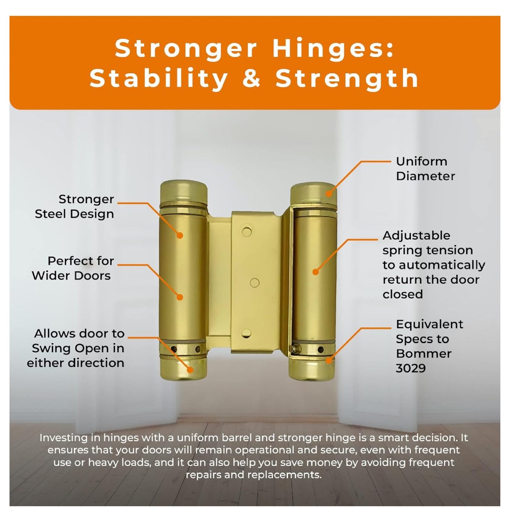 3" Double Action Spring Hinge Saloon Door Hinge Cafe Doors, Door