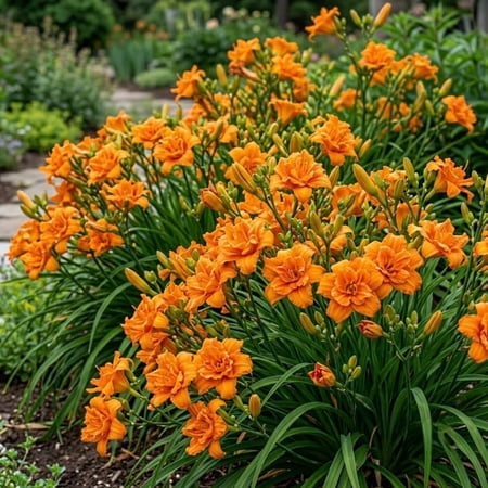 3 Double Orange Day Lilly Bulbs for Planting, Daylilies Fans Systems, Reblooming Daylilly Roots Hemerocallis Hardy Perennial