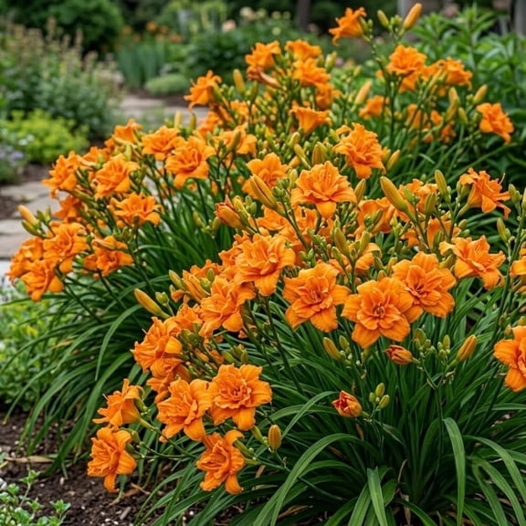3 Double Orange Day Lilly Bulbs for Planting, Daylilies Fans Systems, Reblooming Daylilly Roots Hemerocallis Hardy Perennial